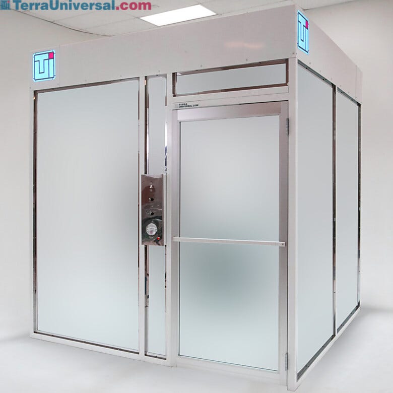 Frosted panels provide privacy for confidential or high-security operations