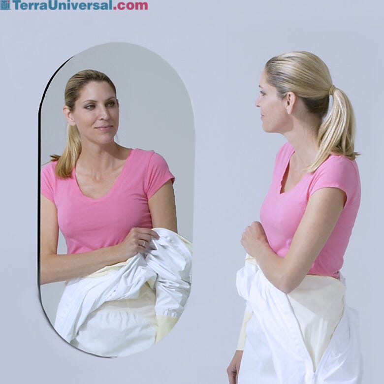 Frameless wall-mounted oval cleanroom mirror  |  5254-00 displayed