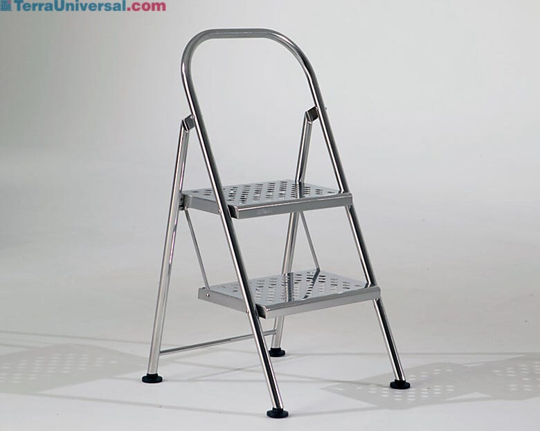 Stainless Steel Folding 2 Step Ladder | 2805-81A displayed