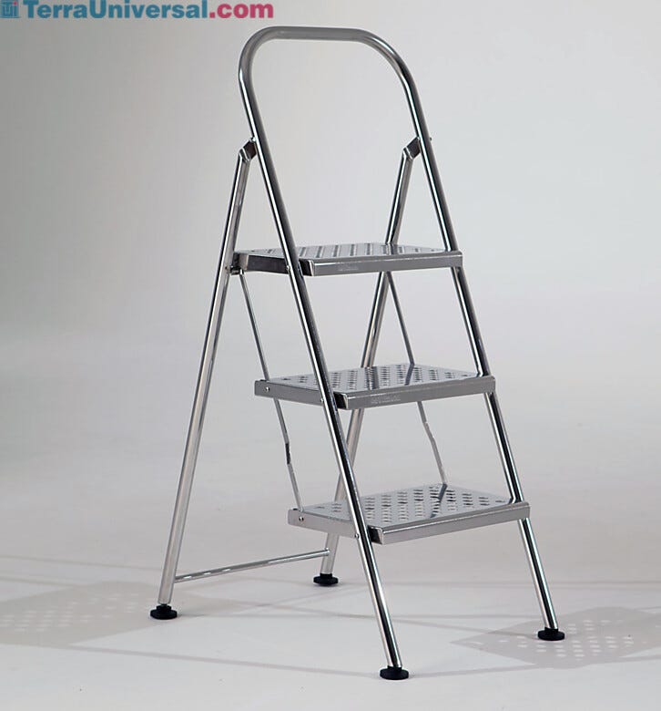 Stainless Steel Folding 3 Step Ladder | 2805-82A displayed
