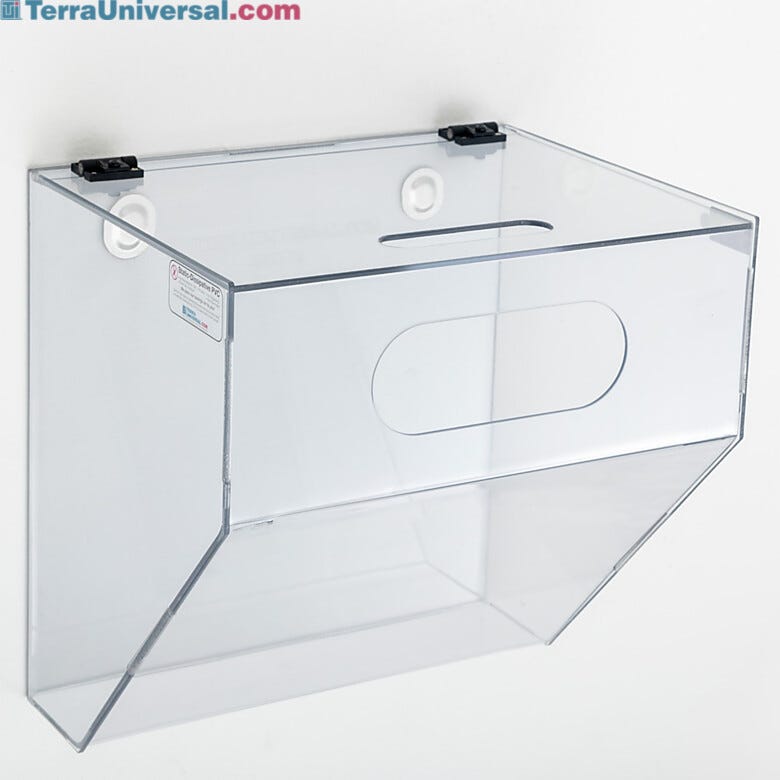 Static dissipative PVC wall mounted single compartment glove dispenser | 4950-74 displayed