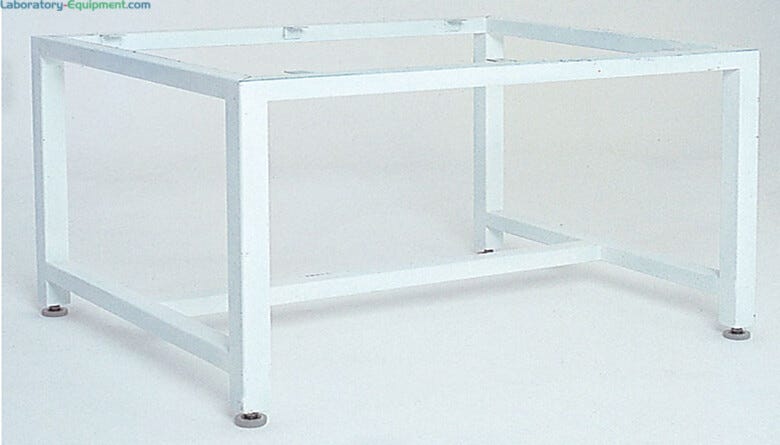 Glove box support stand in powder-coated steel with levelling feet, 59