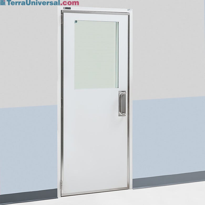 Lightweight, sturdy cleanroom door with uPVC panels suitable for environments needing cGMP compliance | 6603-76A displayed