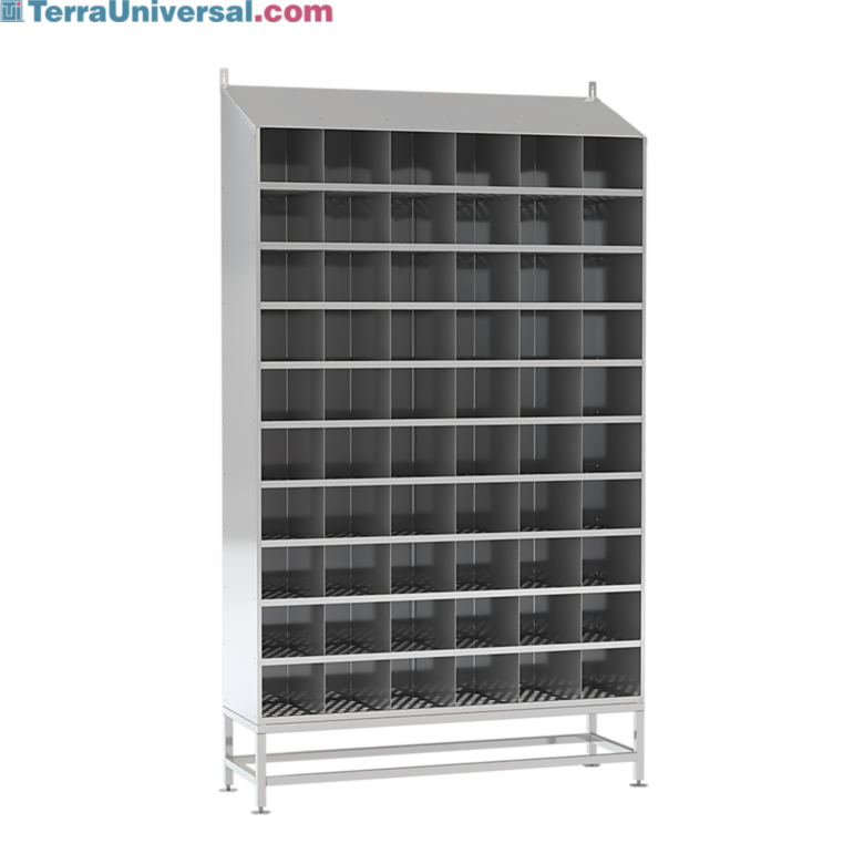Stainless steel cabinet for storage of tools, hardware, and components rated to at least ISO 6  |  9595-02 displayed
