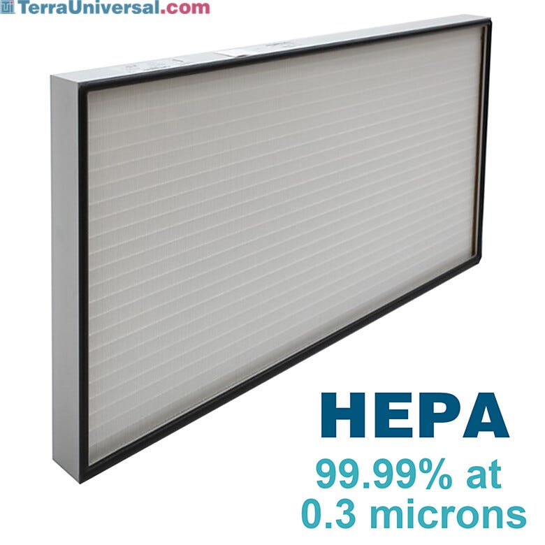 High Efficiency Particle Filter is rated  99.99% efficient @ 0.3 µm diameter particles  |  6601-25 displayed