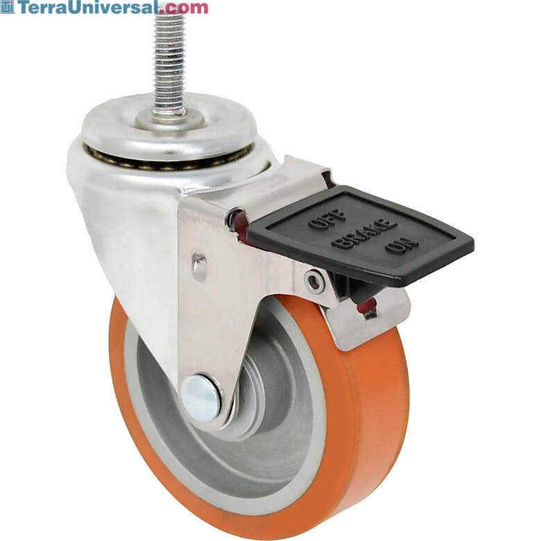 Stainless steel swivel caster with high temperature wheel and brake  |  1701-94 displayed