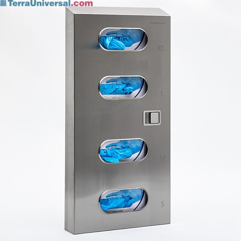 Four Compartment Hinged Front Cover Stainless Steel Glovebox | 4953-95 displayed