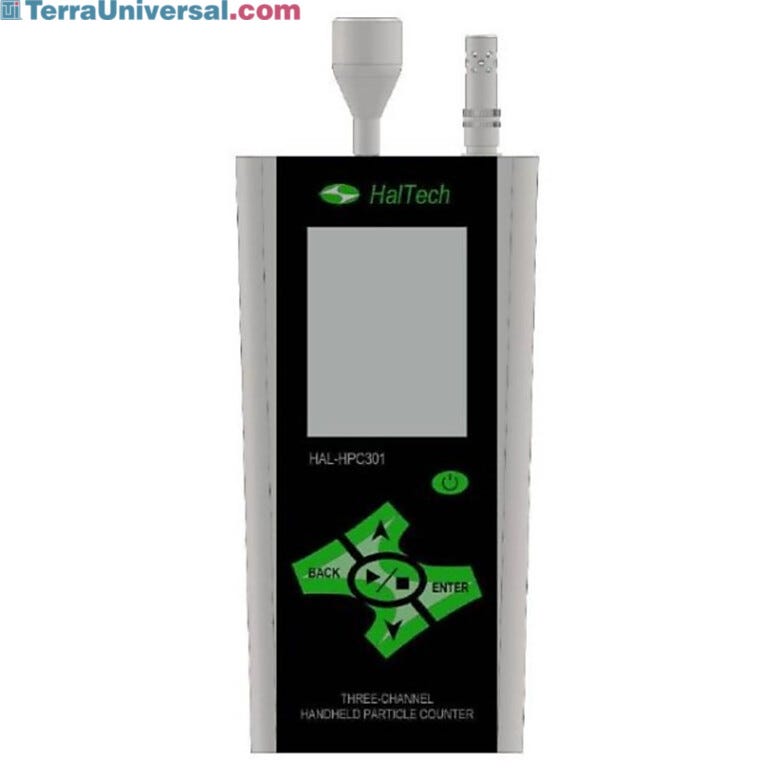 HPC301 3-Channel Handheld Laser Air Particle Counter simultaneously measures 3 user-configured particle sizes; accessories sold separately  |  1510-31A displayed