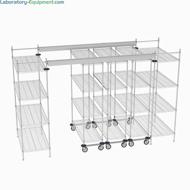 Make the most of every inch in your space with Metro's Top-Track™ overhead track shelving, purpose-built for maximum storage utilization  |  1542-24 displayed