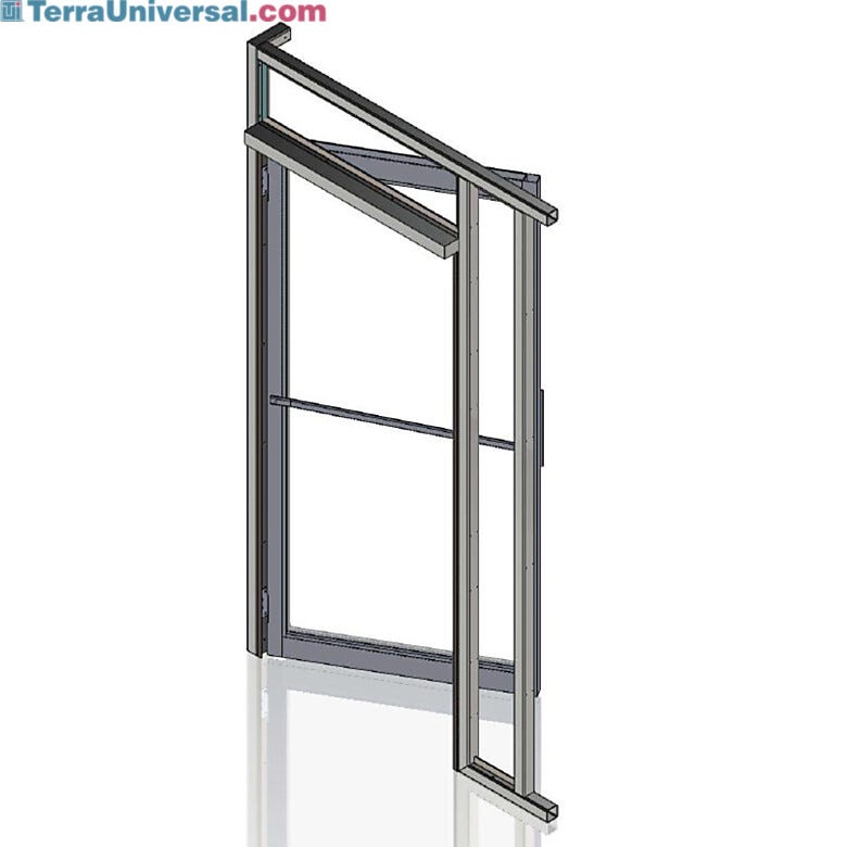 Inward swinging left-handed door assembly; default door configuration for ValuLine® hardwall cleanrooms.  |  6710-14A-L-PC-VL displayed