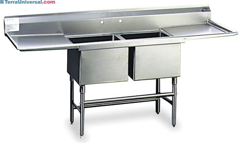 Two Compartment Stainless Steel Lab Sink  |  1373-24 displayed