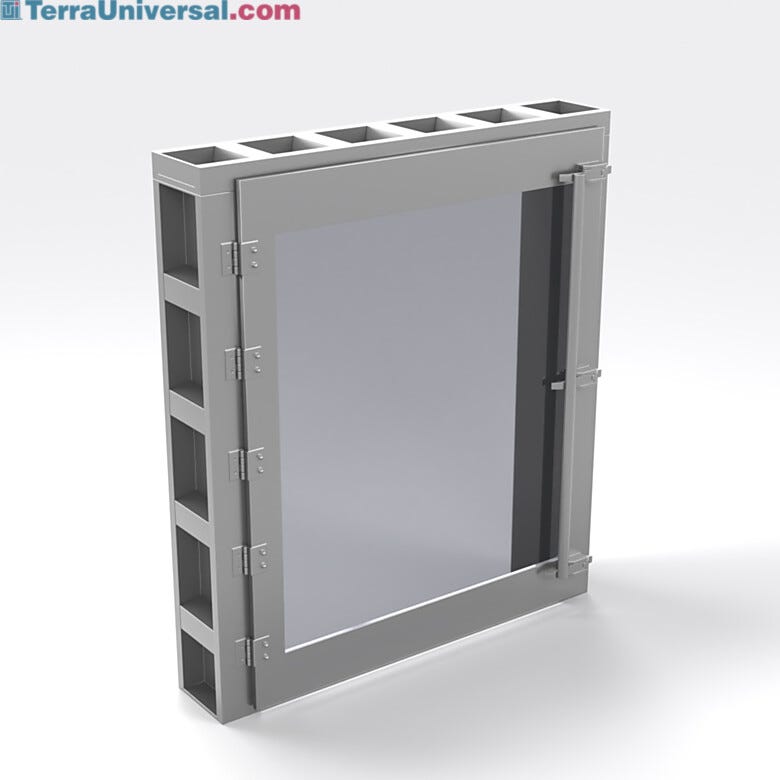 Engineered to UL leak-rated standards, this pass-through window maintains a secure seal that supports cleanroom pressure differentials  |  1704-03 displayed