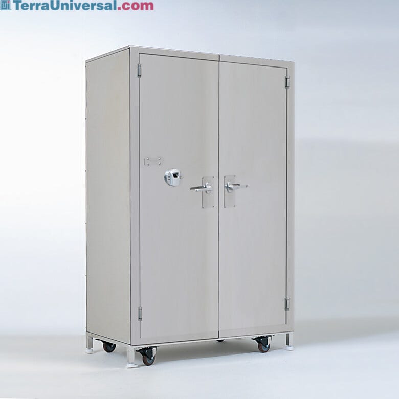 This all-stainless Steel Security Cabinet features a lock with fingerprint scanner for secure storage of pharmaceuticals | 1989-10 displayed