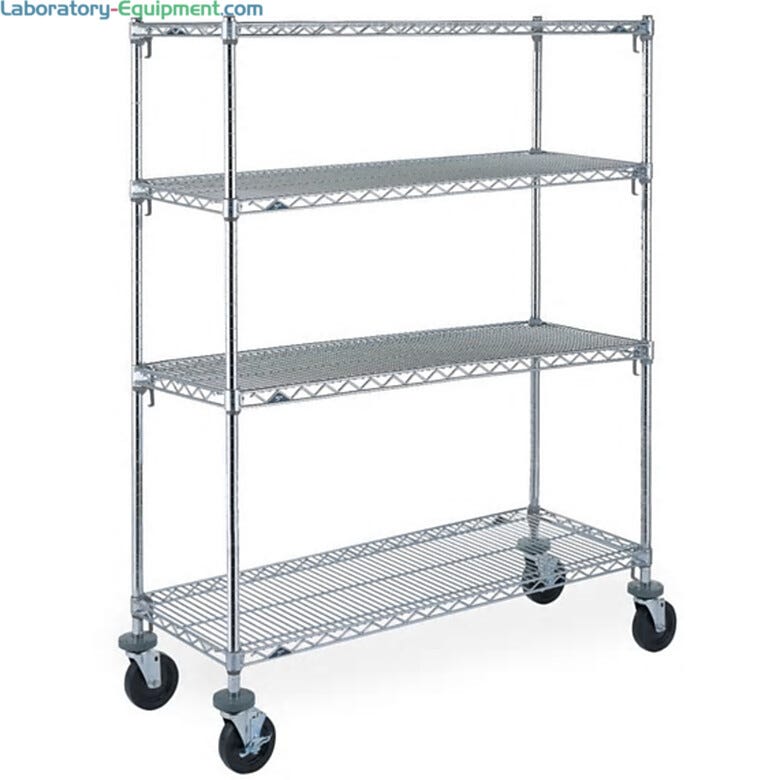 Metro Super Adjustable Super Erecta 4-shelf industrial wire shelving stem caster cart, chrome