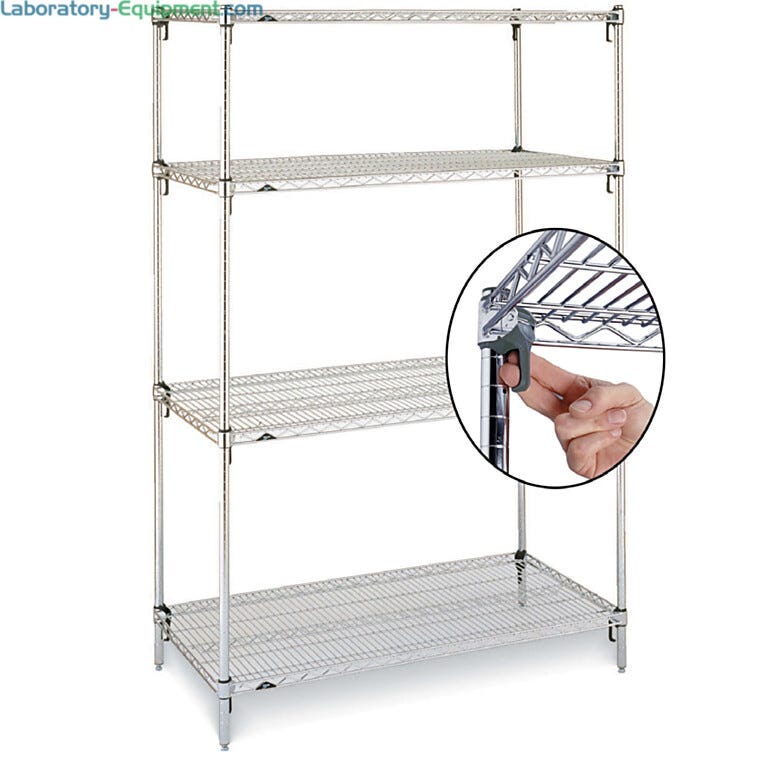 Metro Super Adjustable Super Erecta 4-shelf industrial wire shelving starter unit, chrome