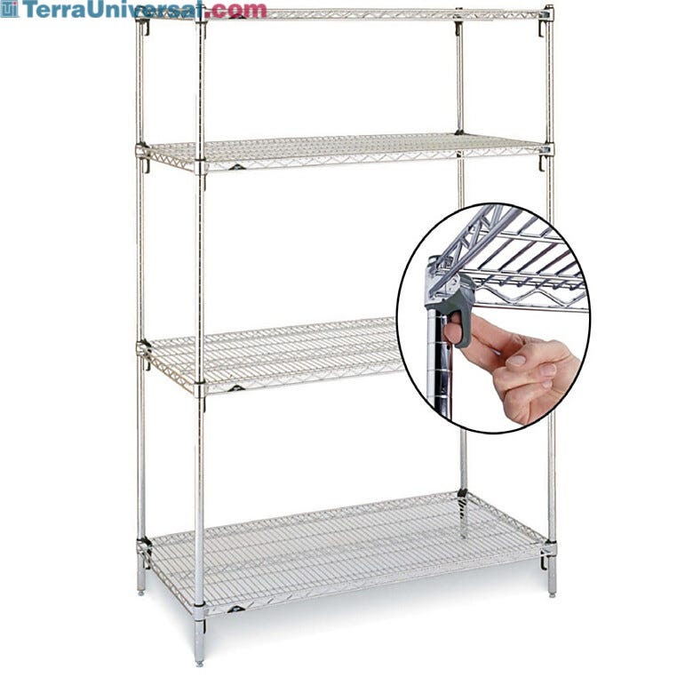 Ss Adjustable Storage Rack Metro Super Erecta Stationary Wire Shelving System, 4-Shelf, Stainless ...