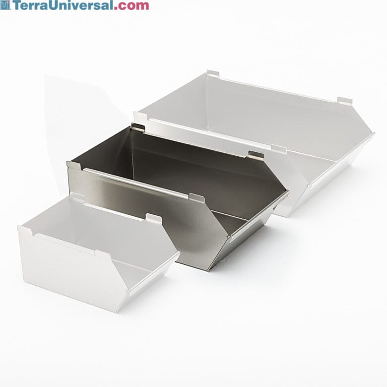 The medium-size bin used on the Mobile Storage Bin Rack to hold assembly parts within easy reach  |  9611-78 displayed