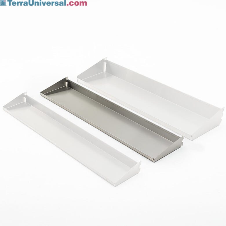 The medium-sized shelf used on the Mobile Storage Bin Rack to hold parts-dispensing bins  |  9611-77 displayed