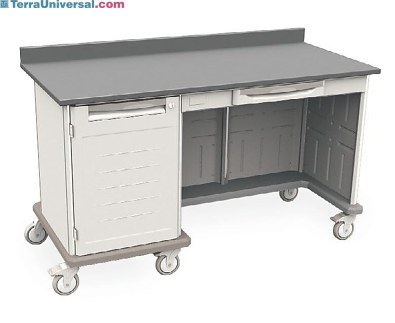 Starsys mobile work center with epoxy resin top, kneewell and locking doors  |  1311-37 displayed