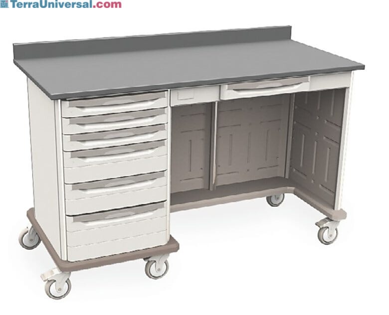 Starsys mobile work center with epoxy resin top, kneewell and standard drawers  |  1311-39 displayed