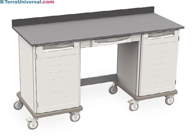 Starsys mobile work center with epoxy resin top, kneewell and locking doors  |  1311-42 displayed