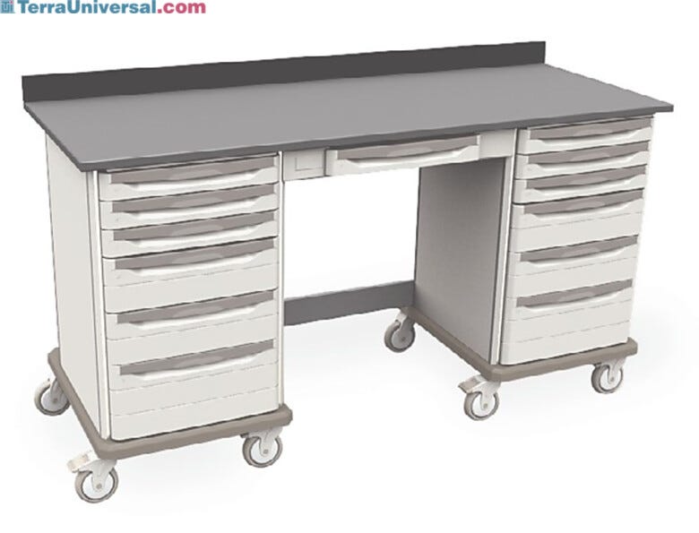 Starsys mobile work center with epoxy resin top, kneewell and standard drawers  |  1311-43 displayed