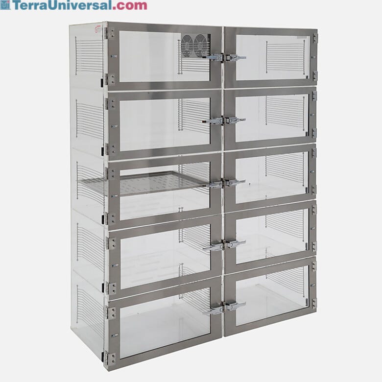 IsoDry nitrogen desiccator cabinet, acrylic, 10 chambers with automatic RH control | 3950-36F-ISO | 3950-38F-ISO displayed