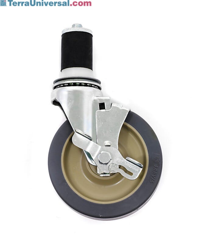 Olympic expandable stem casters with high modulus rubber wheels, brake control and 300 lb capacity  |  1303-57 displayed