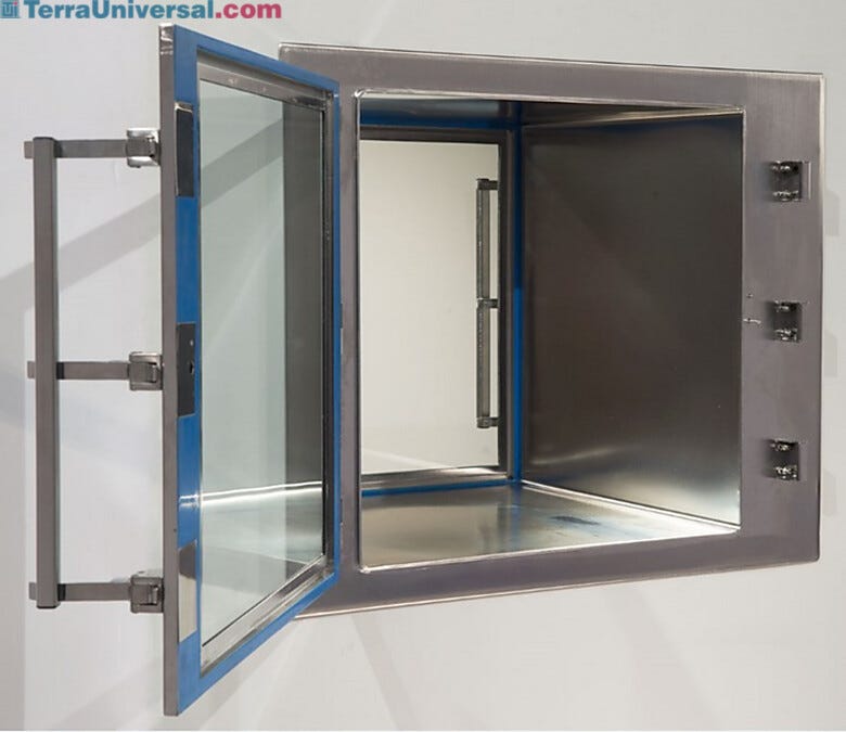 ISO 4 BioSafe® Pass-Through uses lift-off, autoclavable doors with inert polyurethane bio-seals - ideal for aseptic processes  |  2636-75C displayed