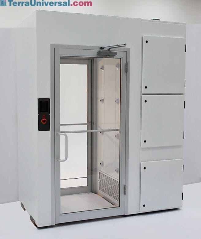 Helps Solve Decontamination Problems. Powder-coated Steel Airshower shown