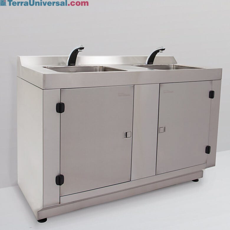 Stainless Steel 2 Sink Rinsing Station | 9600-47A displayed