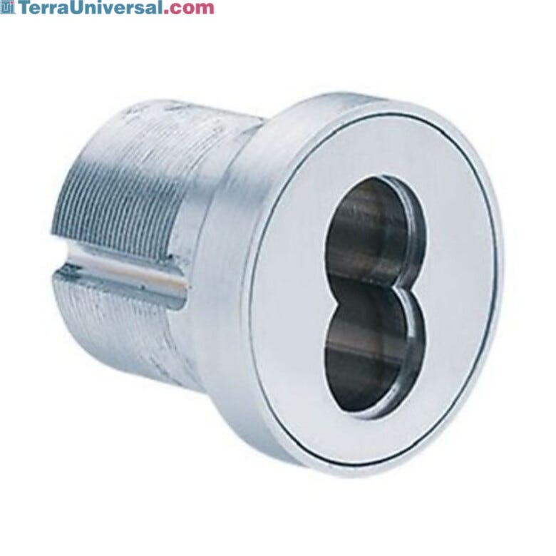 Finished in satin chrome, this mortise lock cylinder housing is designed to meet the security needs of a wide range of commercial environments  |  5050-40 displayed