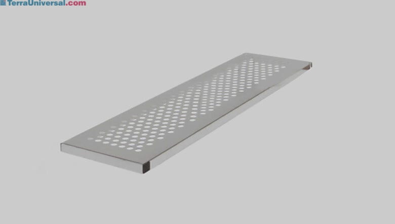 Perforated shelf installed beneath table provides extra storage | 9607-24 displayed