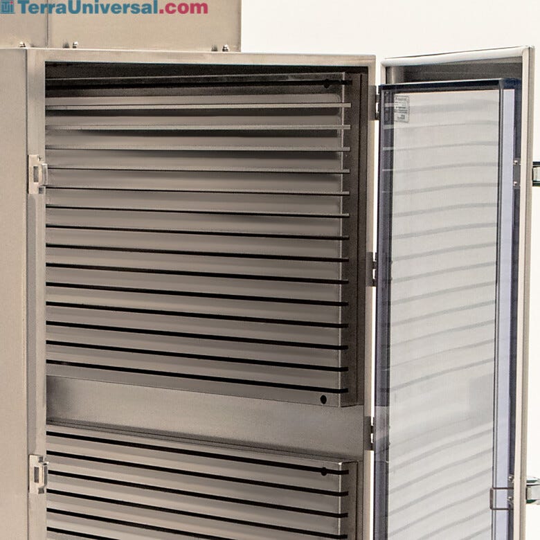 Stainless steel shelf rack mounted to standard passthrough  |  1993-48A displayed