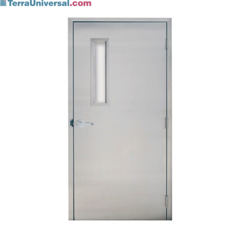 Durable stainless steel swinging door with seamless surface and chemical-resistant construction | 1999-57 displayed