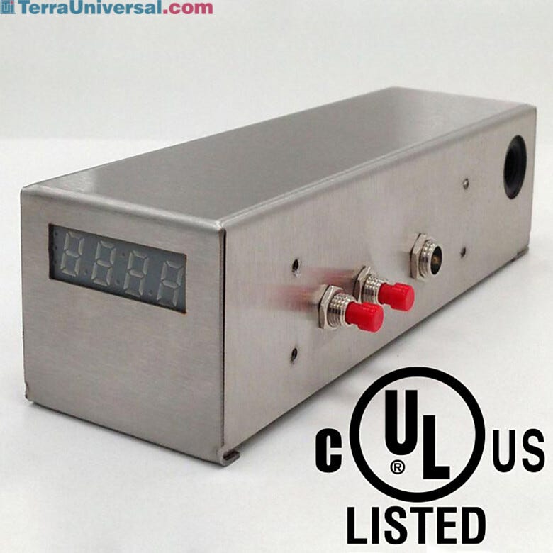 Smart® Module with LED display and gas inlet automatically monitors and maintains low-RH set point to conserve nitrogen  |  1911-30B-VL displayed