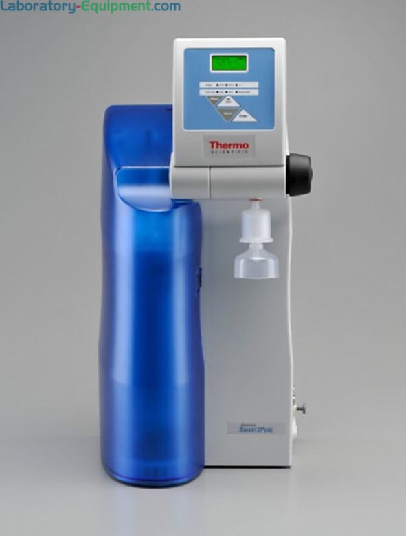 Benchtop and wall mount models convert tap water into ASTM Type 1 and Type 2 water; 3, 6 or 12-liter models available with UV, UF and UV/UF options | 1714-PP-02 displayed