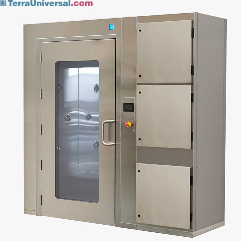 Stainless steel cleanroom air shower with blower and filter alert system | 6010-00D-LP displayed