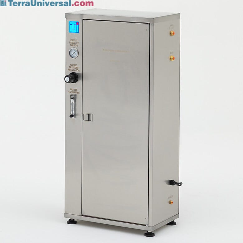Compact nitrogen generator with purity control, low-pressure alert, and prefilters | 2700-12C displayed
