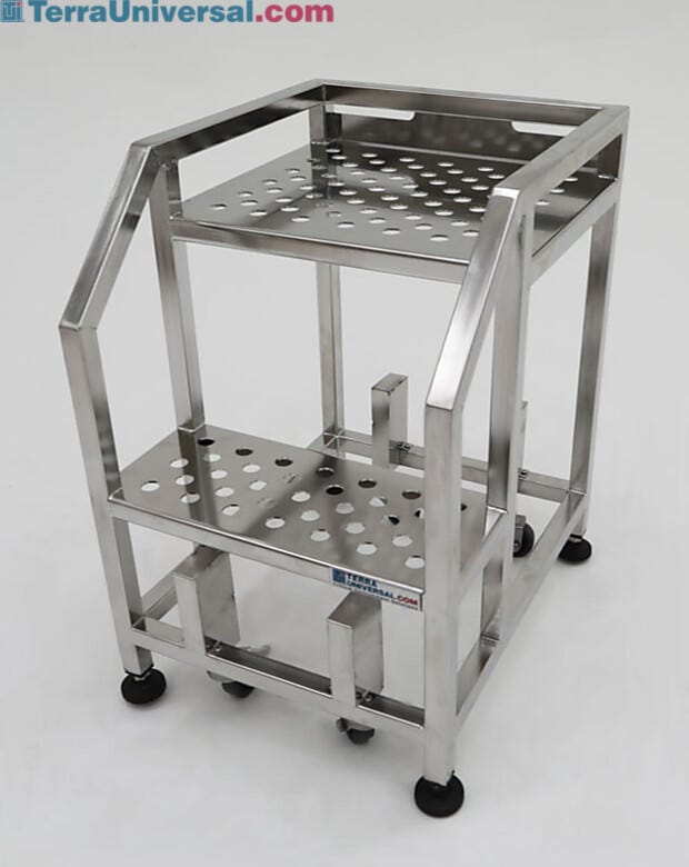 Narrow cleanroom stairs: 2 steps with perforations. | 2805-07-316 displayed