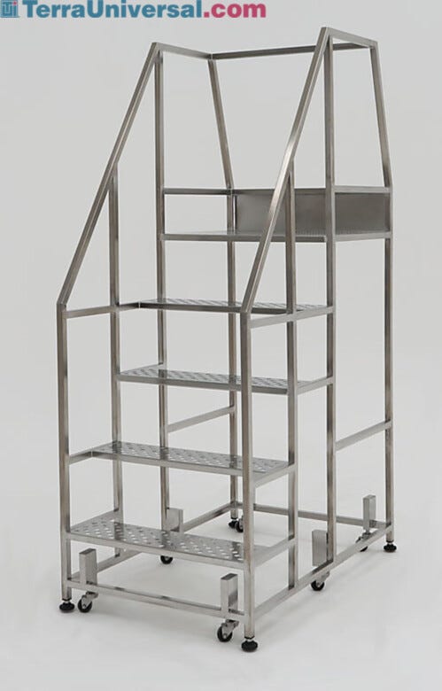 Five-step BioSafe step stairs with safety railing.  |  2805-87 displayed