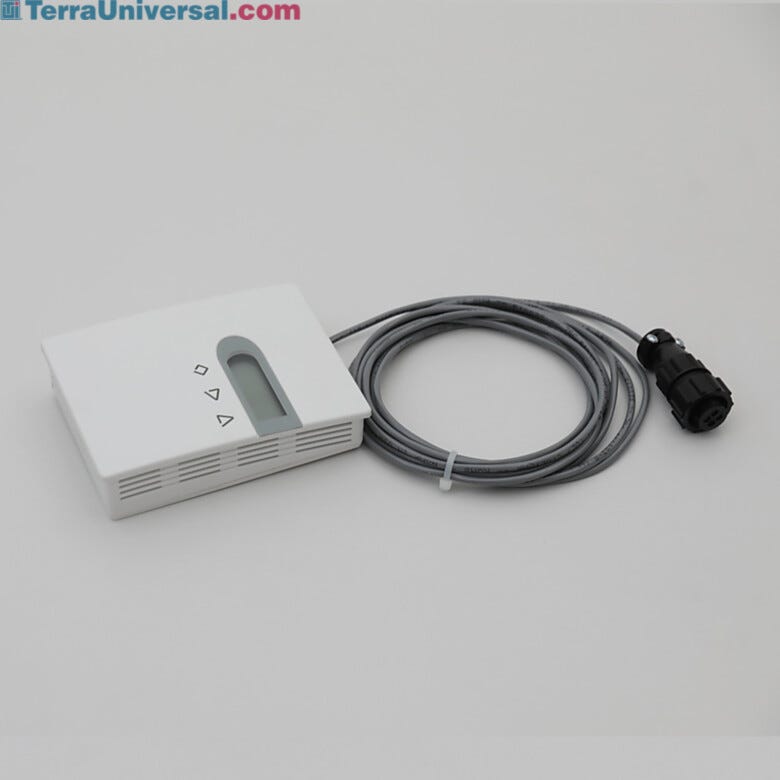 Temp/RH sensor for cleanroom monitoring is mounted in room; connects to Distributed Sensor Modules (DSM) box  |  6708-03 displayed