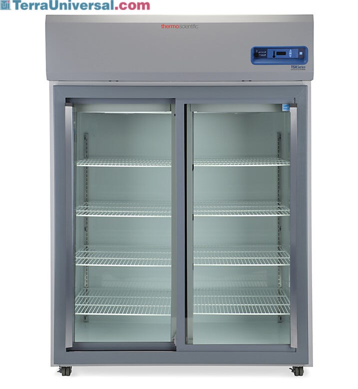 Double-glass door 1297L TSX High-Performance Refrigerator by Thermo Fisher Scientific with 8 shelves and casters; GMP Clean Room Class A/ISO 6 compatible  |  1621-10 displayed