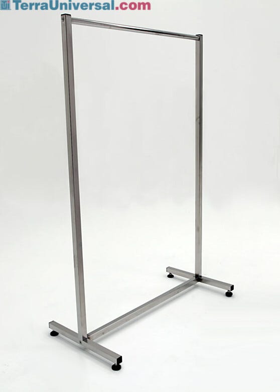 Stainless Steel Sliding Position ISO 5 Garment Storage Rack | 9230-00 displayed