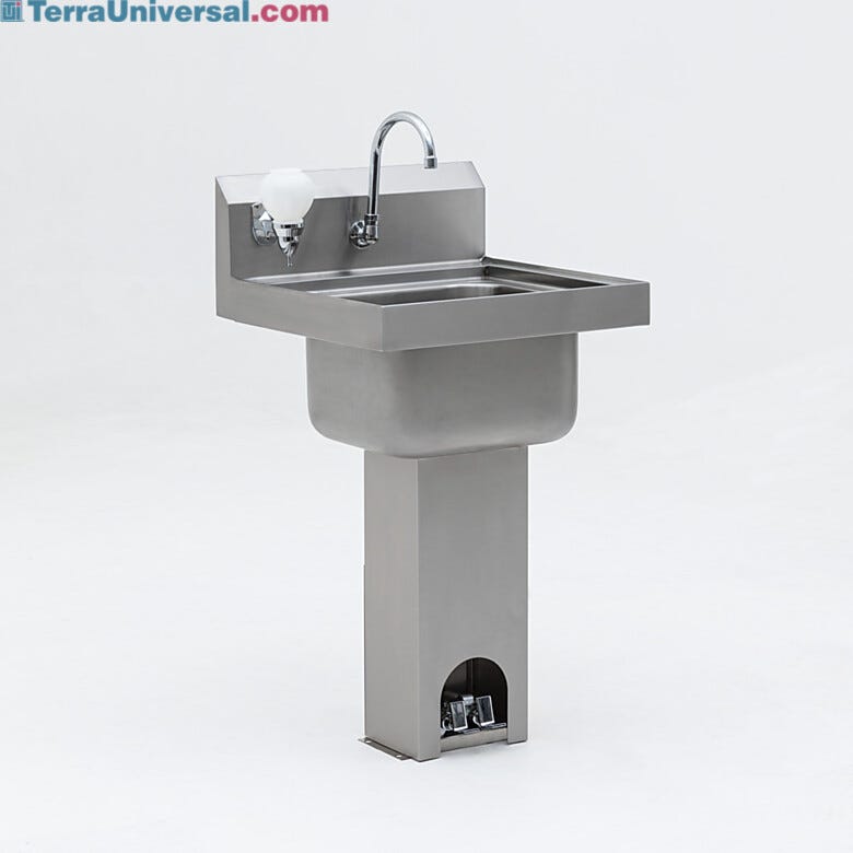 Stainless Steel Pedestal Foot Valve Sink   |  1372-90A displayed