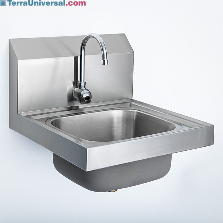 USP 797 compliant wall-mount sink with eye sensor for touchless operation in cleanroom environments | 1372-91A displayed