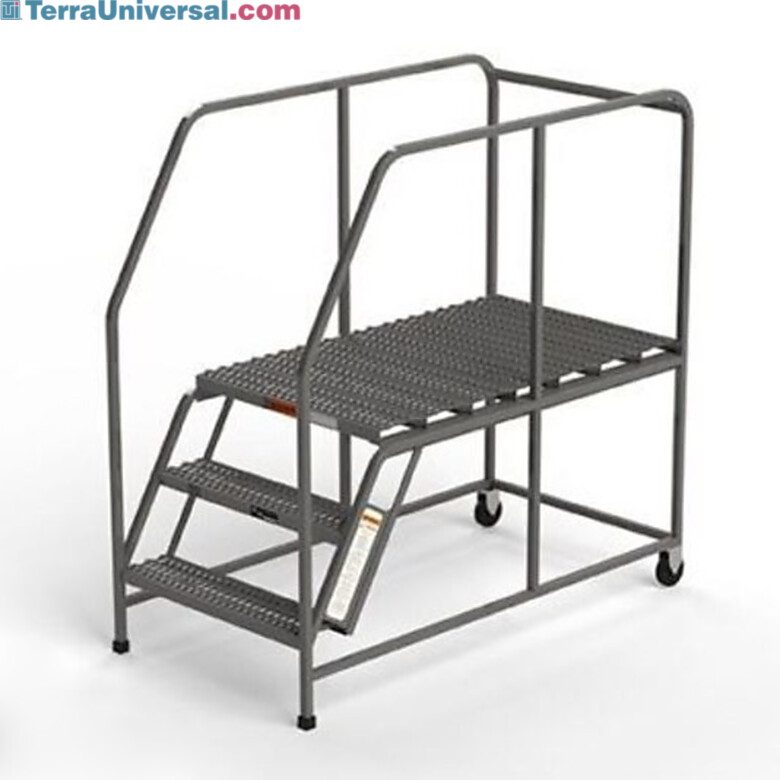 W036H 3-Step Mobile Work Platform, Grip-Strut Tread, 30
