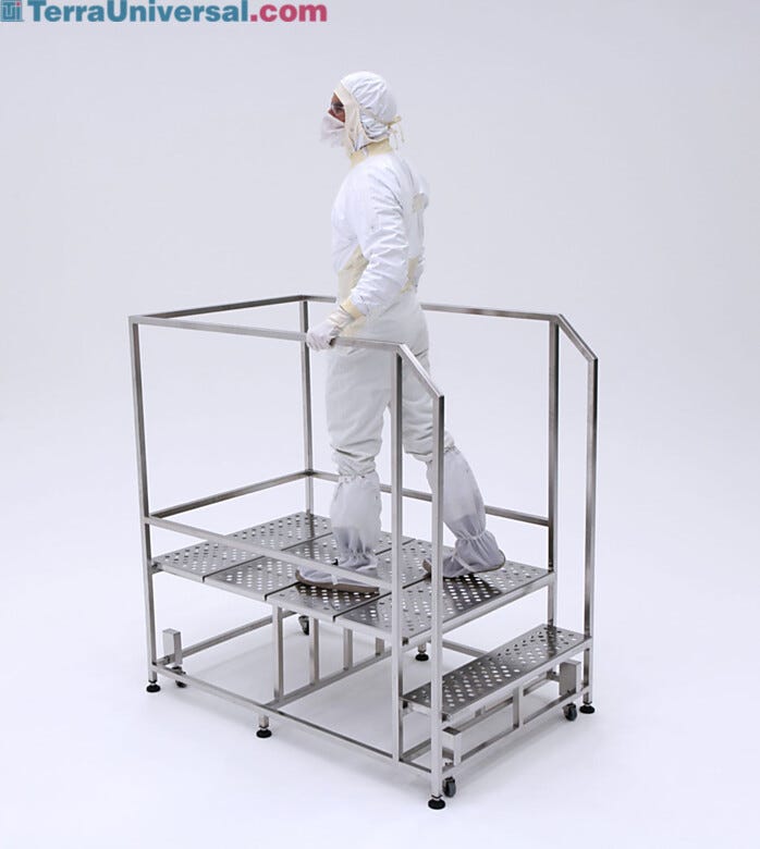 BioSafe cleanroom work platforms are versatile platforms for performing cleanroom servicing tasks on a large work area  |  2806-89 displayed