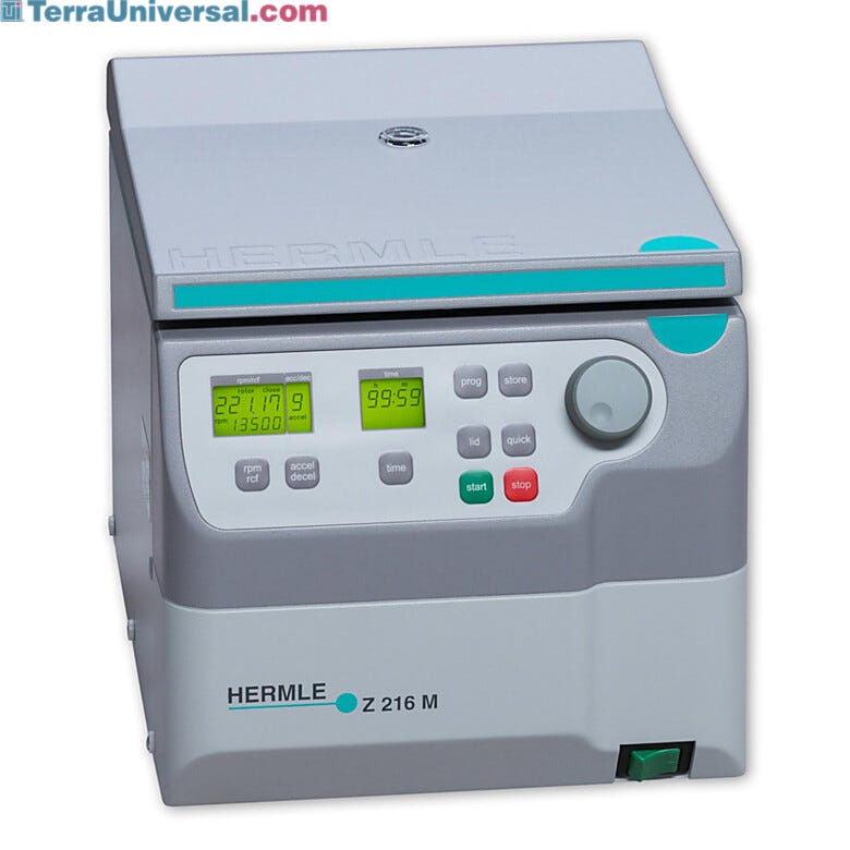 Hermle’s compact ventilated Z216-M microcentrifuge is powerful yet quiet | 2823-41 displayed