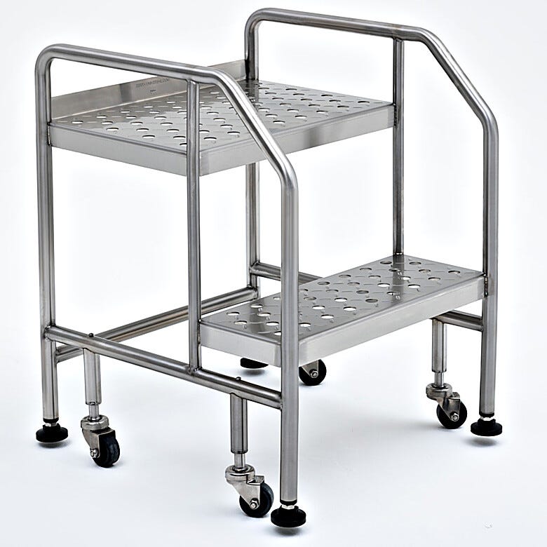 2-Step BioSafe® step ladder provides an additional boost in cleanroom settings | 2805-07B-316 displayed